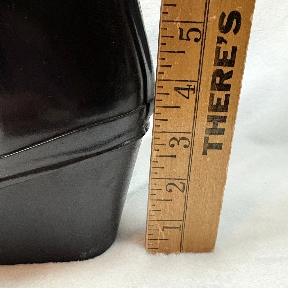 Hunter Kellan Mid Wedge Rain Boots Womens 10 Black Good Glossy Waterproof